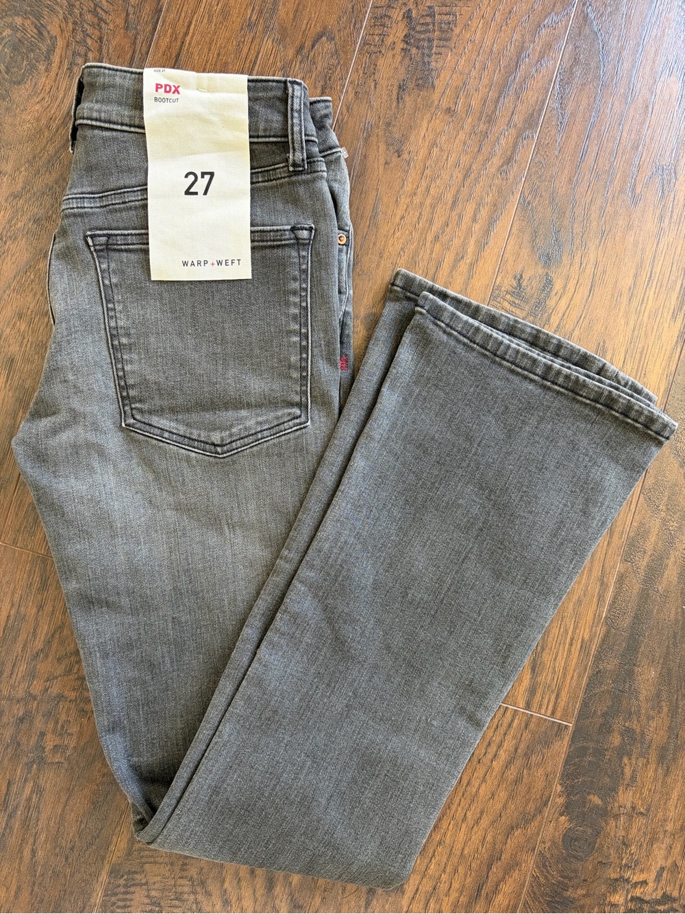 Warp + Weft Women's Boot Cut Jeans in Gray